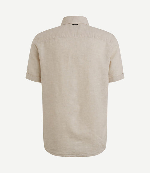 Short sleeve overhemd linnen blend ecru
