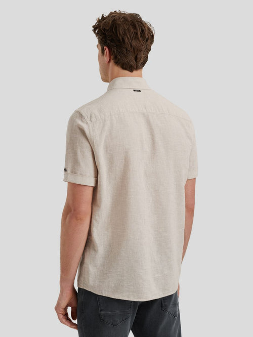 Short sleeve overhemd linnen blend ecru
