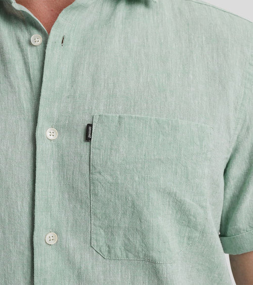 Vanguard short sleeve overhemd linnen groen | Regular-fit