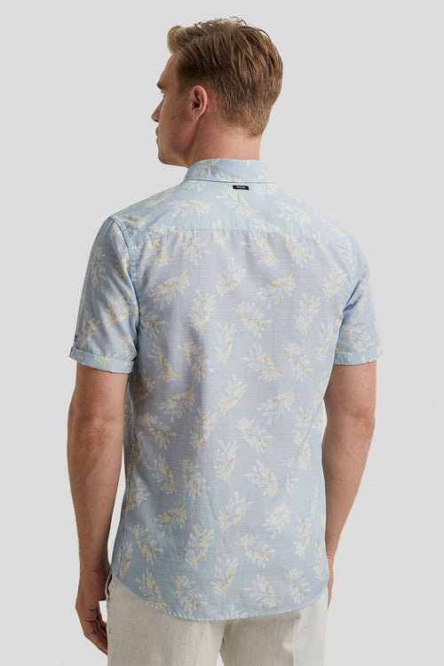 Short sleeve overhemd linnen lichtblauw
