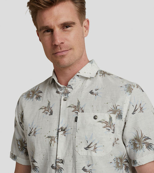 Vanguard short sleeves overhemd bloemen ecru