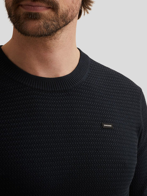 Knitted t-shirt donkerblauw