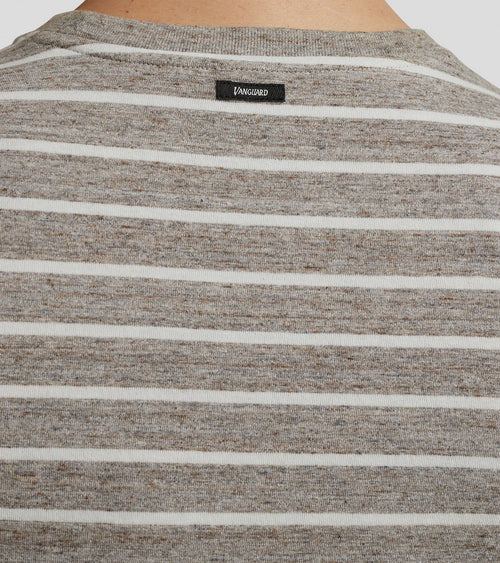 Vanguard t-shirt strepen bruin | Regular-fit