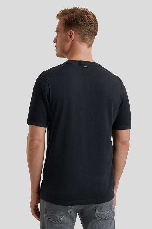 T-shirt structuur donkerblauw