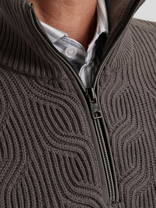 Vanguard trui halve rits structuur taupe | Regular-fit