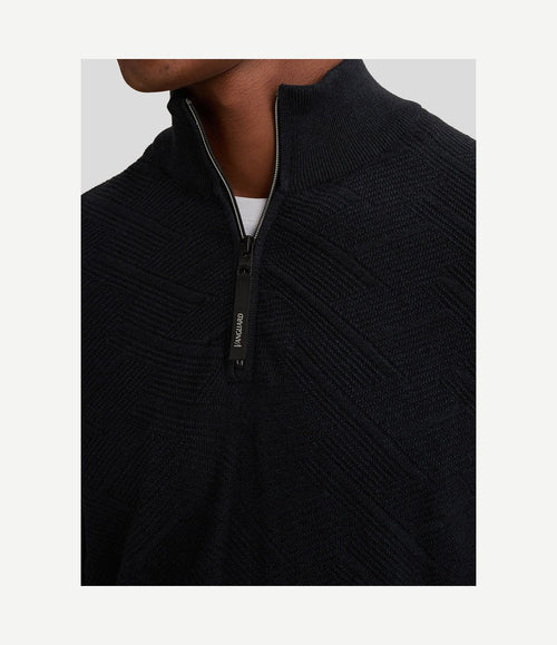 Pullover halve rits mouline sky captain