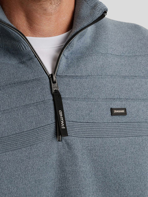 Vanguard trui halve rits structuur lichtblauw | Regular-fit