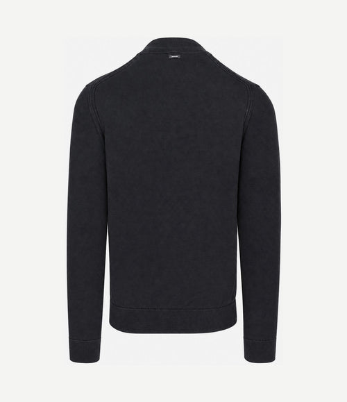 Pullover halve rits mouline zwart