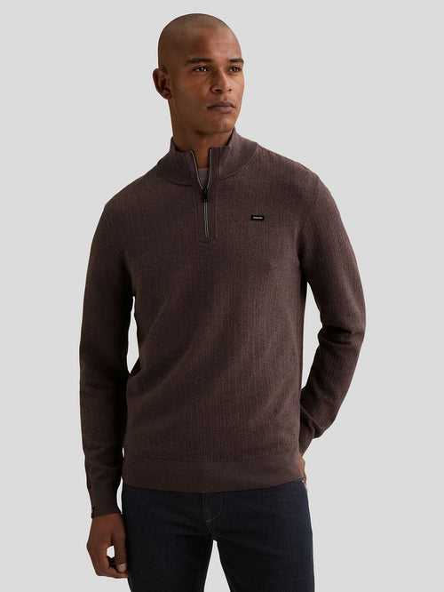 Pullover halve rits structure moonscape
