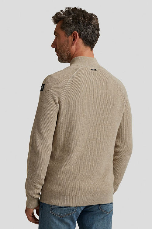 Trui halve rits beige