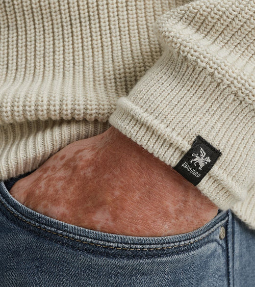 Trui knitted streep beige