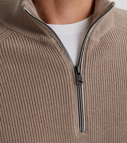 Trui halve rits beige