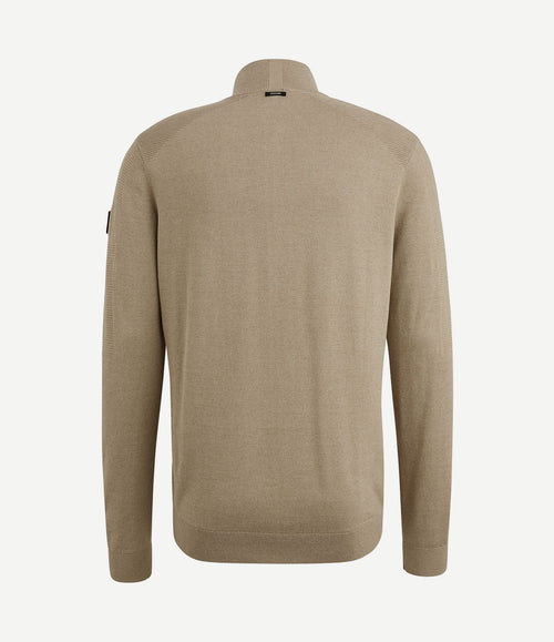 Trui halve rits beige