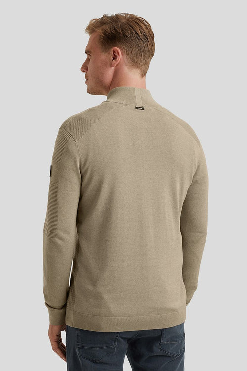 Trui halve rits beige