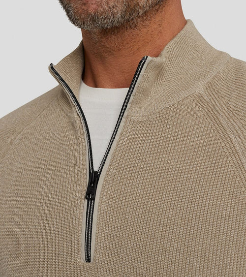 Vanguard trui halve rits beige | Regular-fit