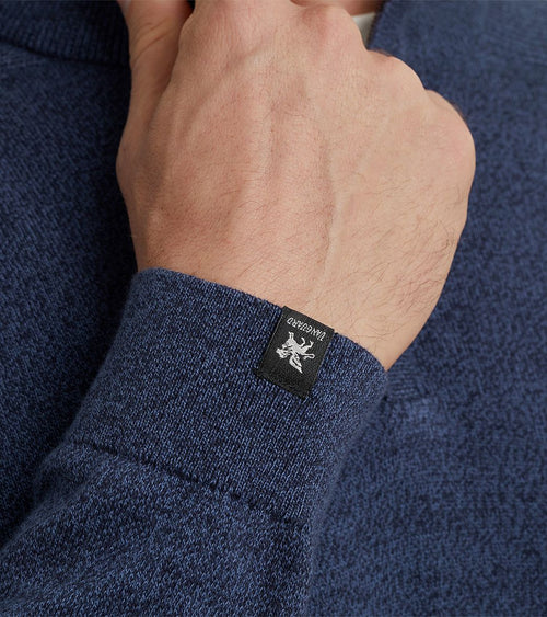 Trui halve rits melange donkerblauw