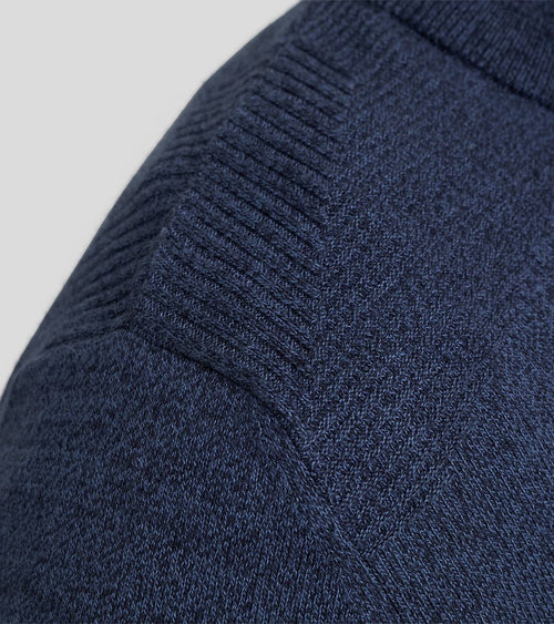 Trui halve rits melange donkerblauw