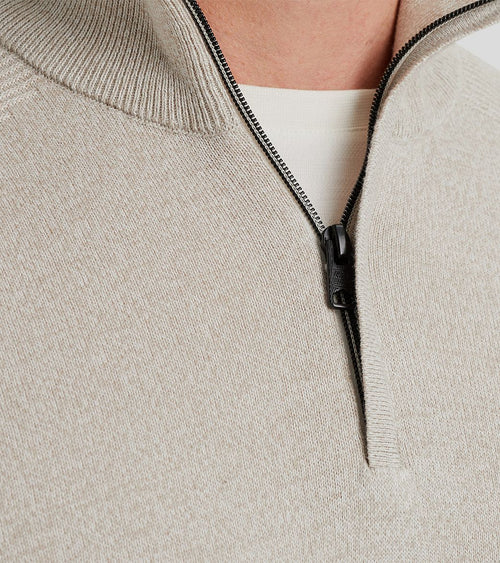 Vanguard trui halve rits melange ecru | Regular-fit