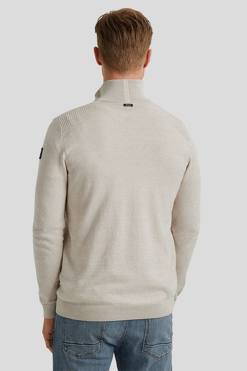 Vanguard trui halve rits melange ecru | Regular-fit