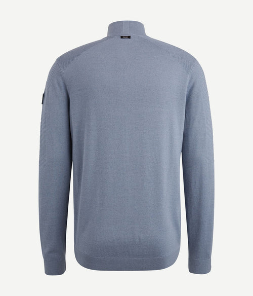 Vanguard trui halve rits structuur blauw | Regular-fit