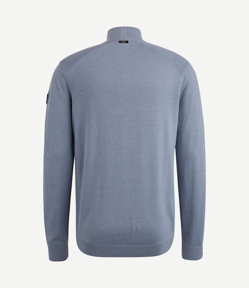 Trui halve rits structuur blauw