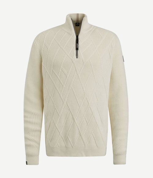 Vanguard trui halve rits structuur ecru | Regular-fit