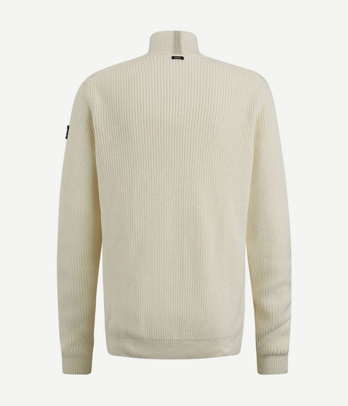 Vanguard trui halve rits structuur ecru | Regular-fit