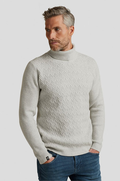 Vanguard trui halve rits structuur ecru | Regular-fit