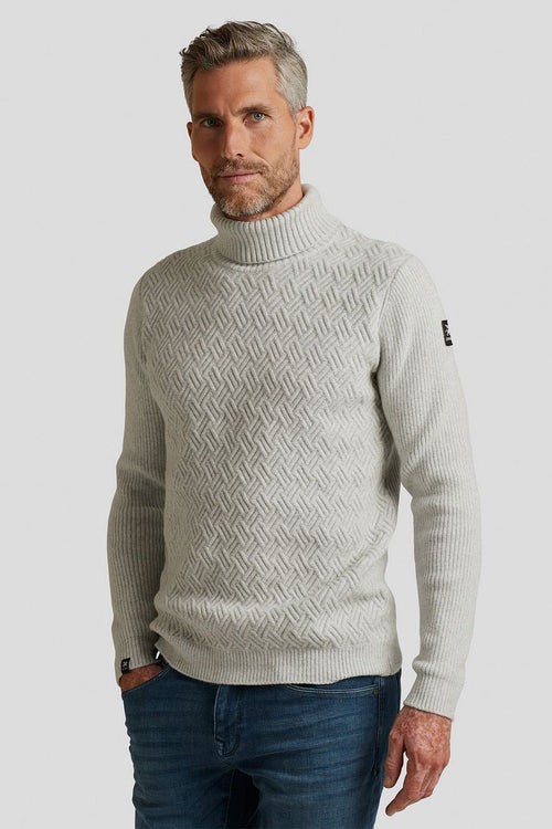 Vanguard trui halve rits structuur ecru | Regular-fit