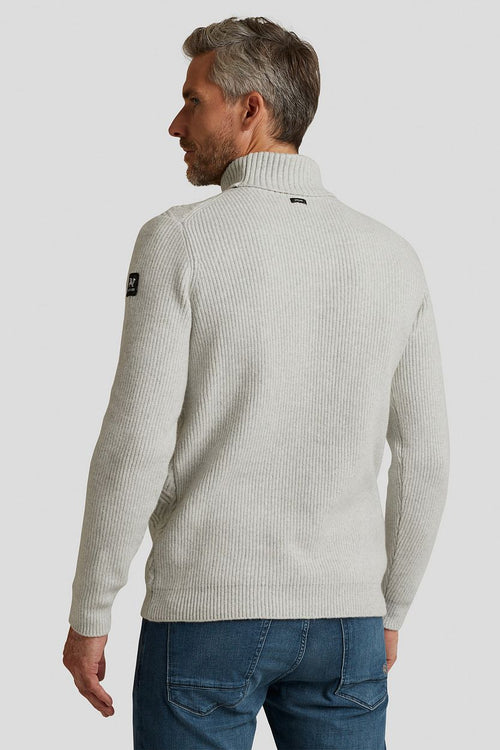 Vanguard trui halve rits structuur ecru | Regular-fit