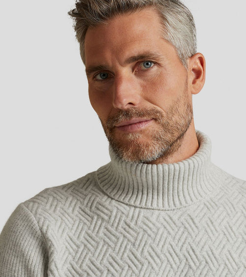 Vanguard trui halve rits structuur ecru | Regular-fit