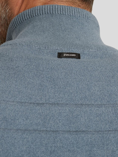 Vanguard trui halve rits structuur lichtblauw | Regular-fit