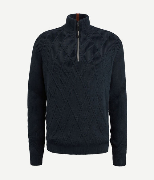 Vanguard trui halve rits structuur donkerblauw | Regular-fit