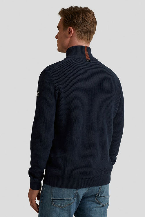 Vanguard trui halve rits structuur donkerblauw | Regular-fit
