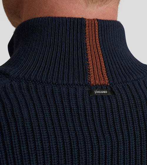 Vanguard trui halve rits structuur donkerblauw | Regular-fit