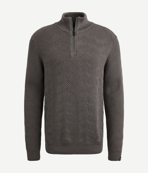Vanguard trui halve rits structuur taupe | Regular-fit