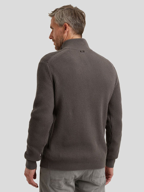 Vanguard trui halve rits structuur taupe | Regular-fit