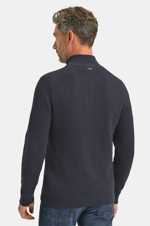 Vanguard trui halve rits structuur wolmix donkerblauw | Regular-fit