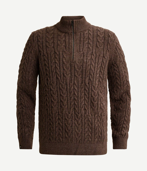 Trui halve rits wol blend moonscape