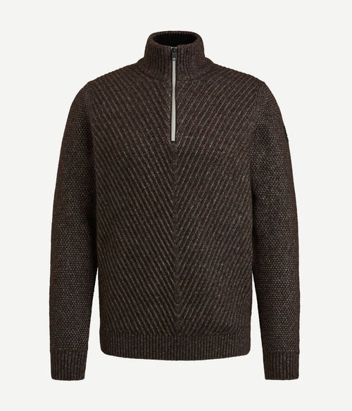 Vanguard trui halve rits wol bruin | Regular-fit