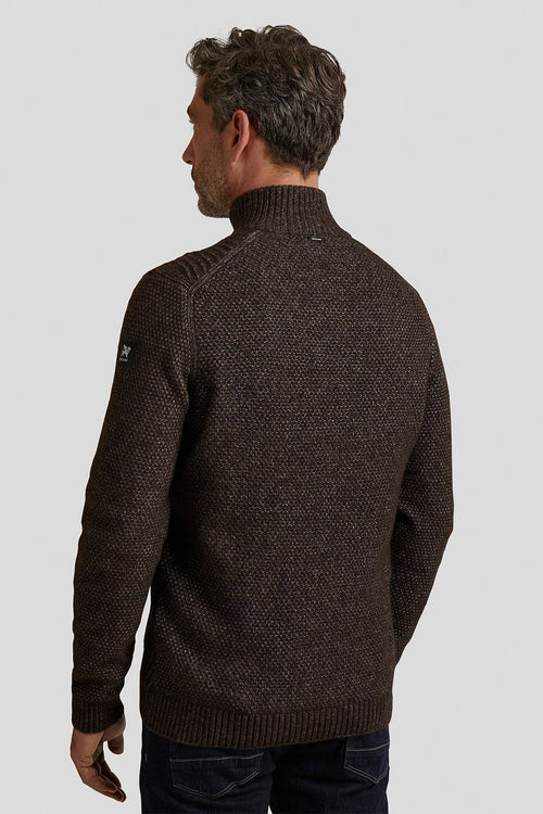 Vanguard trui halve rits wol bruin | Regular-fit