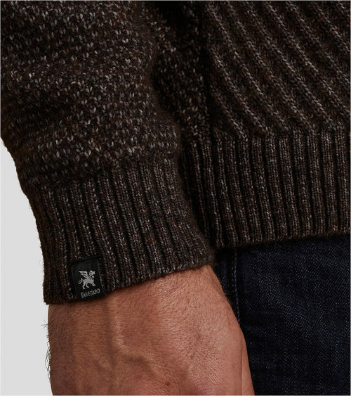 Vanguard trui halve rits wol bruin | Regular-fit