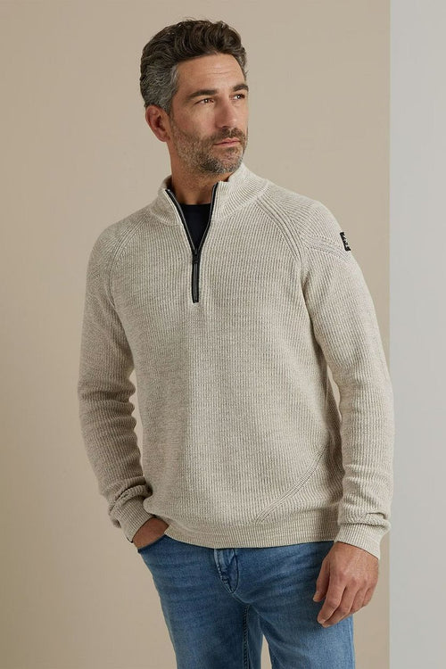 Vanguard trui knitted halve rits beige