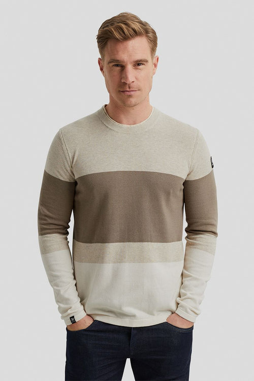 Vanguard trui streep beige | Regular-fit