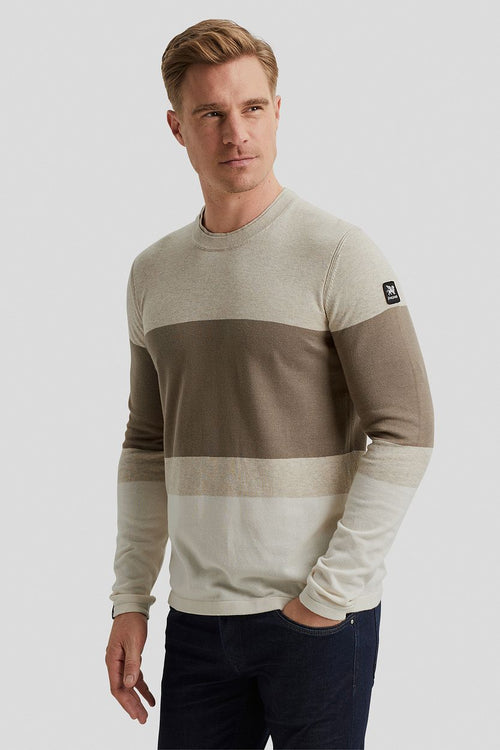 Vanguard trui streep beige | Regular-fit
