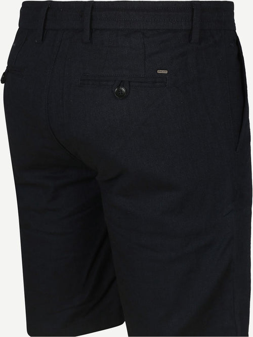 Vanguard v11 short herringbone linen blend donkerblauw | Regular-fit