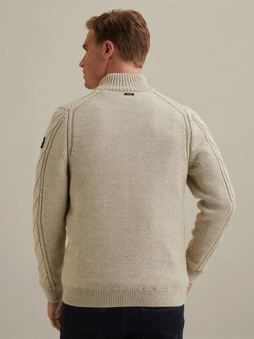 Vest structuur wol blend beige