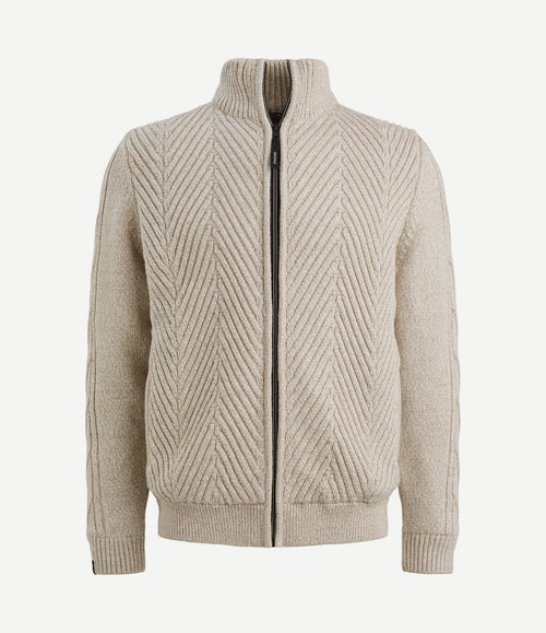 Vest structuur wol blend beige