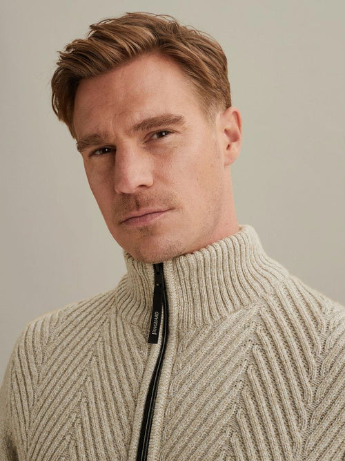 Vest structuur wol blend beige