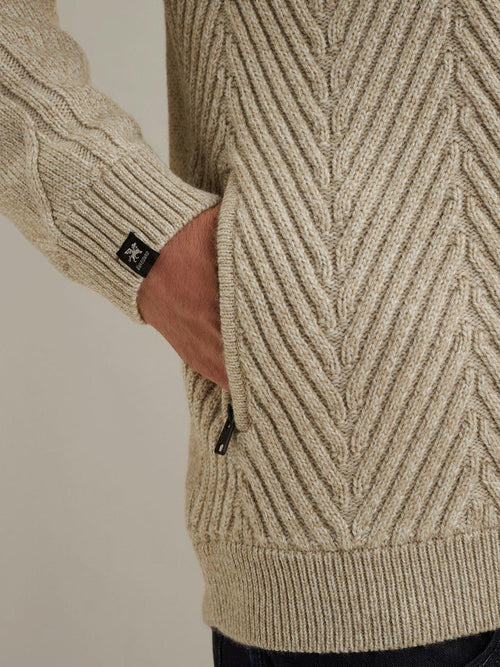 Vest structuur wol blend beige